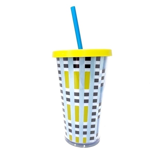 Starbucks Other - Starbucks Cold Cup Tumbler Plaid Yellow Blue White 2018 Grande 16oz htf NWT New